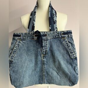 Handmade Upcycled Shoulder Bag/Tote, Faded Blue Denim